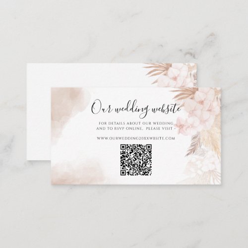 Pampas Grass Terracotta QR Code Wedding Website Enclosure Card