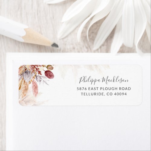 Pampas Grass Terracotta Return Address Label