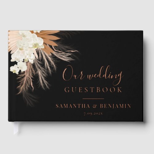 Pampas Grass Terracotta Rose Gold Foil Wedding Foil Guest Book