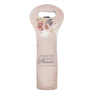 Pampas Grass Terracotta Script Bridal Shower Wine Bag