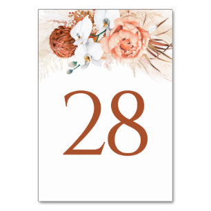 Pampas Grass Terracotta Table Number Cards