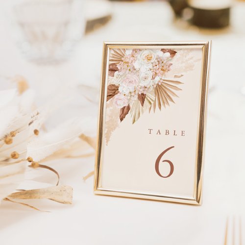 Pampas Grass Terracotta Table Number Cards