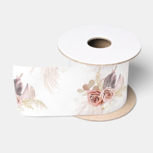 Pampas Grass Terracotta Tan Dried Palms Satin Ribbon