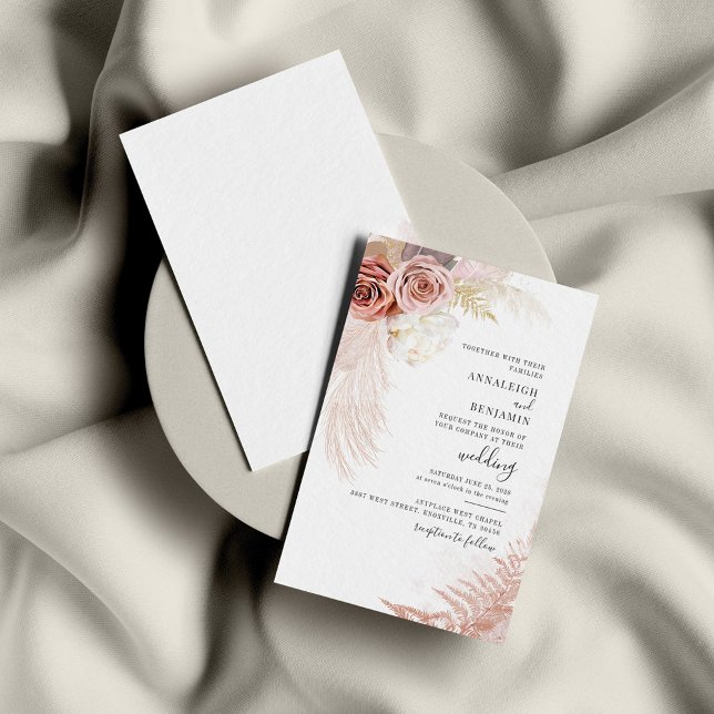 Pampas Grass Terracotta Watercolor Wedding Invitation (Creator Uploaded)