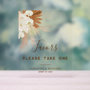 Pampas Grass Terracotta Wedding Favors Acrylic Sign