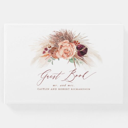 Pampas Grass Terracotta Wedding Guest Book