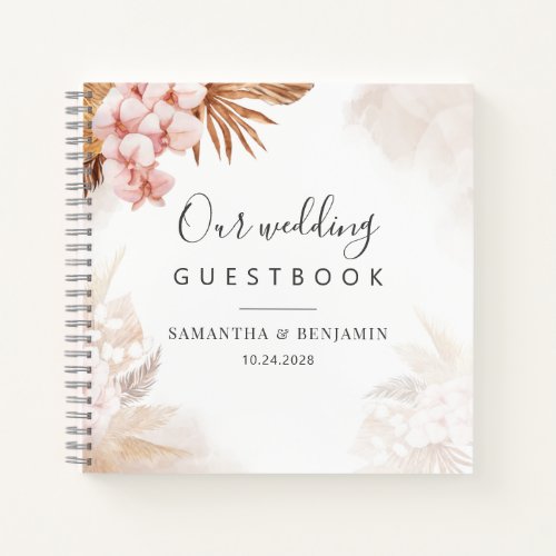 Pampas Grass Terracotta Wedding Guest Book