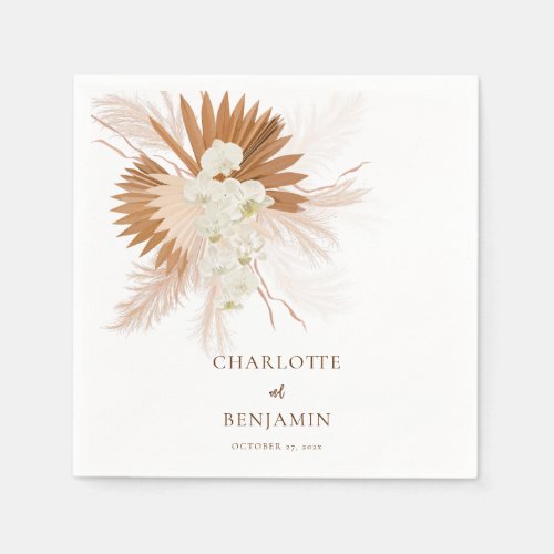 Pampas Grass Terracotta Wedding Paper Napkins