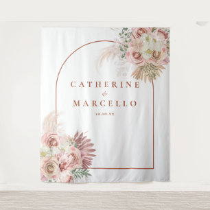 Pampas Grass Terracotta Wedding Photo Backdrop