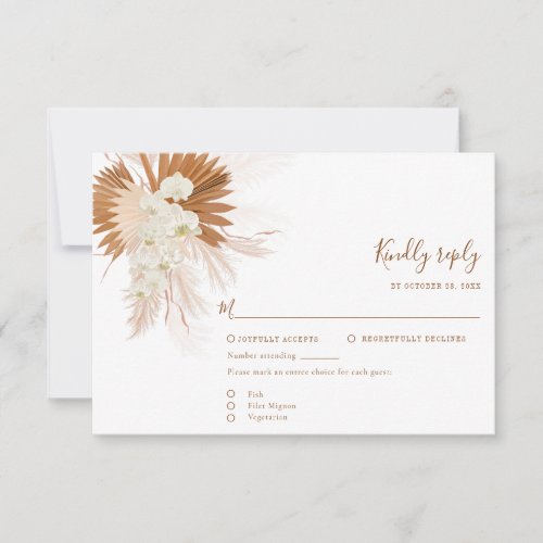 Pampas Grass Terracotta Wedding RSVP Card