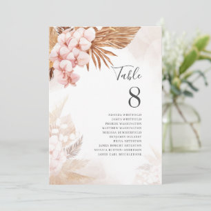 Pampas Grass Terracotta Wedding Table Number 8