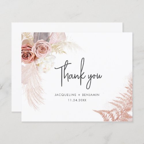 Pampas Grass Terracotta Wedding Thank You Card