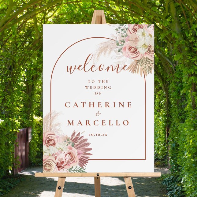 Pampas Grass Terracotta Wedding Welcome Sign (Creator Uploaded)
