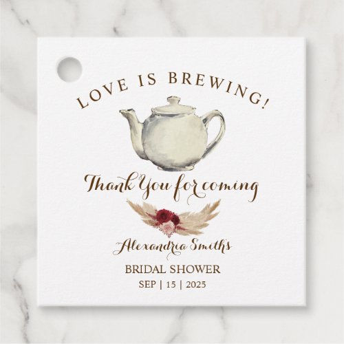 Pampas Grass Thank You for Coming Tea Shower  Favor Tags