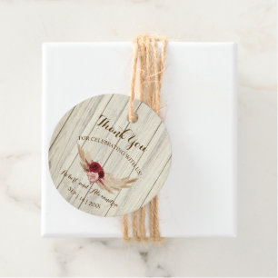 Pampas Grass Thank You for Coming Wedding Favor Tags