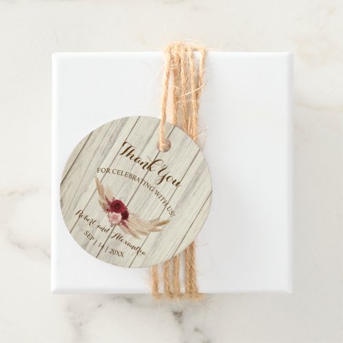 Pampas Grass Thank You for Coming Wedding  Favor Tags