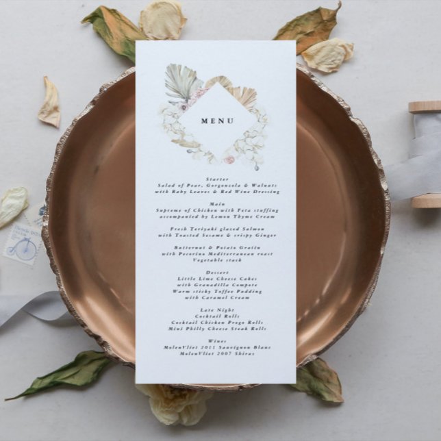 Pampas Grass Tropical Jungle Floral Wedding Menu (Creator Uploaded)