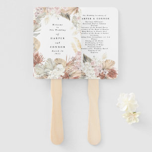 Pampas Grass Tropical Jungle Wedding Program Hand Fan