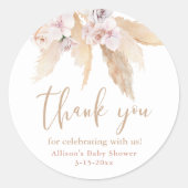Pampas grass tropical leaves baby shower stickers (Front)