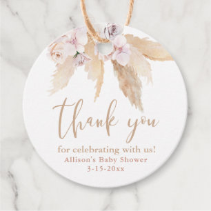 Pampas grass tropical leaves baby shower thank you favor tags