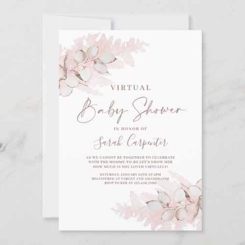 Pampas Grass Virtual Baby shower girl invitation