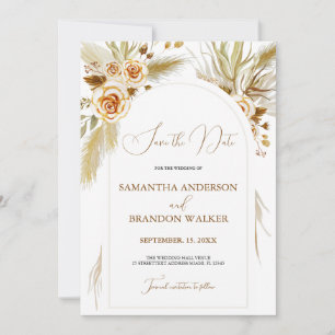 Pampas grass watercolor boho elegant Save the Date Invitation