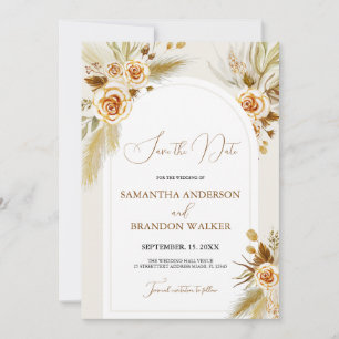 Pampas grass watercolor boho Save the Date Invitation