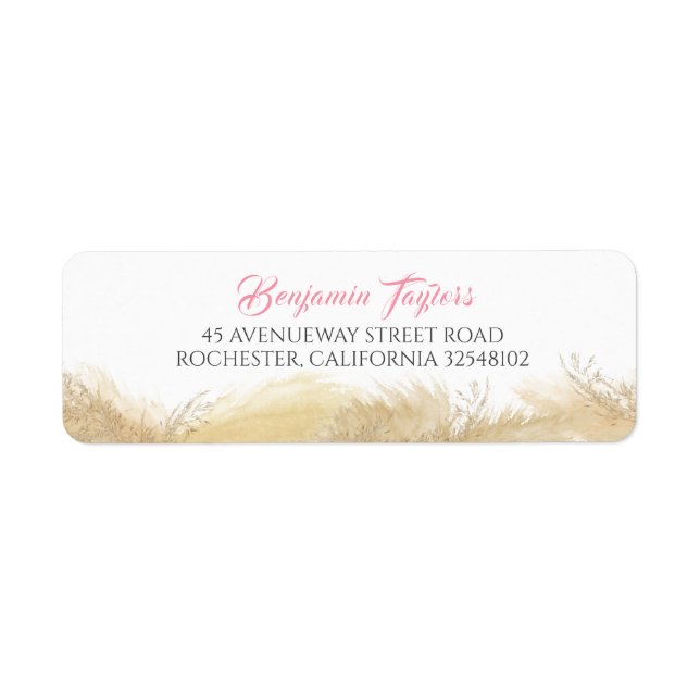 Pampas Grass Watercolor Exotic Label (Front)