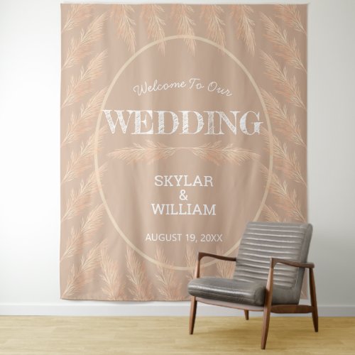 Pampas Grass Wedding Boho Selfie Photo Booth Tapestry