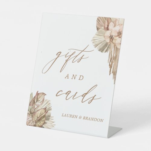 Pampas Grass Wedding Cards and Gifts Pedestal Sign