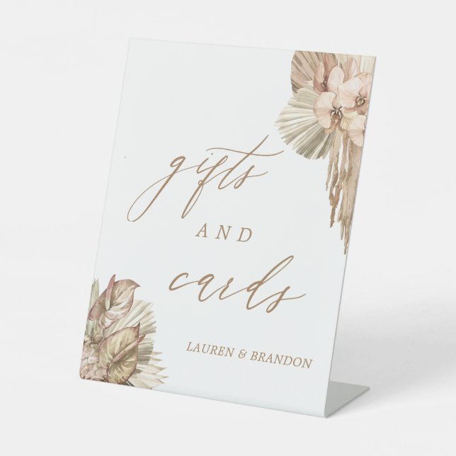 Pampas Grass Wedding Cards and Gifts Pedestal Sign (Front)