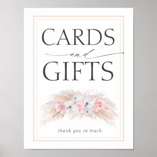 Pampas Grass Wedding Cards and Gifts Sign