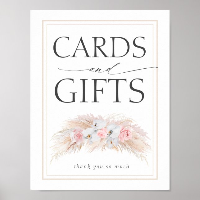 Pampas Grass Wedding Cards and Gifts Sign (Front)