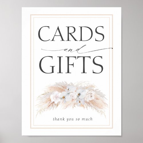 Pampas Grass Wedding Cards and Gifts Sign