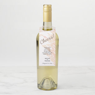 Pampas Grass Wedding Chic Reversible Cheers Bottle Hanger Tag