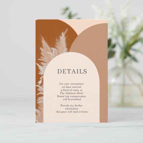 Pampas Grass Wedding Details Enclosure Card