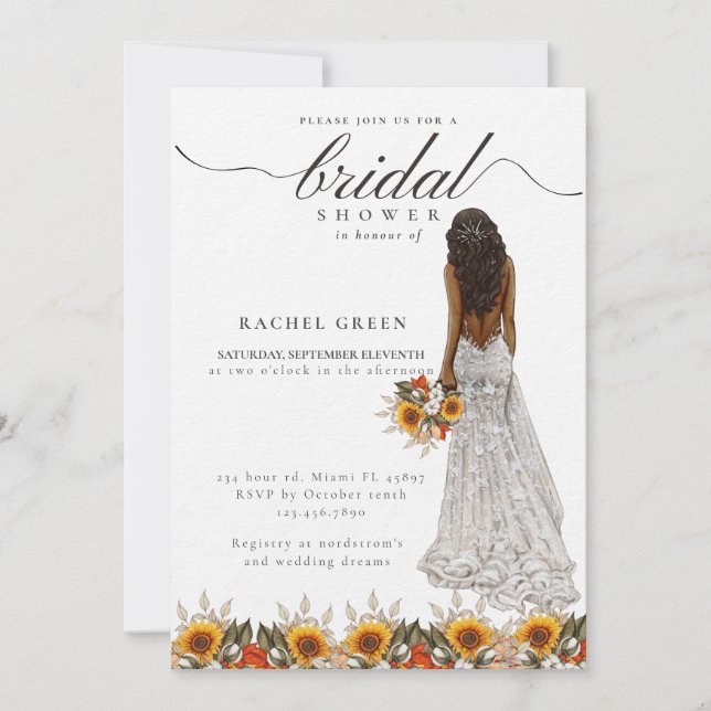 Pampas Grass Wedding Gown Boho Bridal Shower Invitation (Front)
