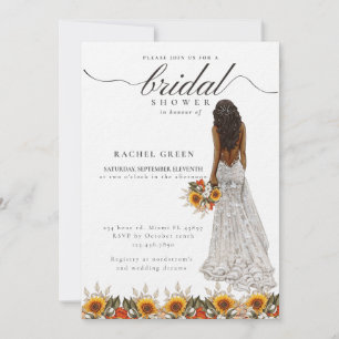 Pampas Grass Wedding Gown Boho Bridal Shower Invitation