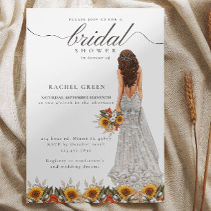 Pampas Grass Wedding Gown Boho Bridal Shower Invitation