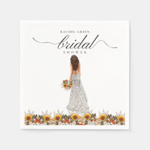 Pampas Grass Wedding Gown Boho Bridal Shower Napkins