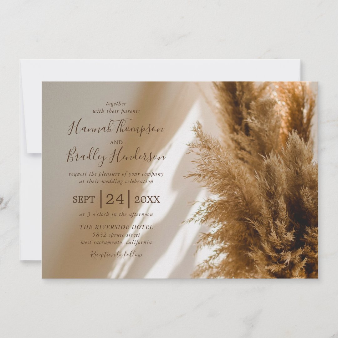 Pampas Grass Wedding Invitation | Zazzle
