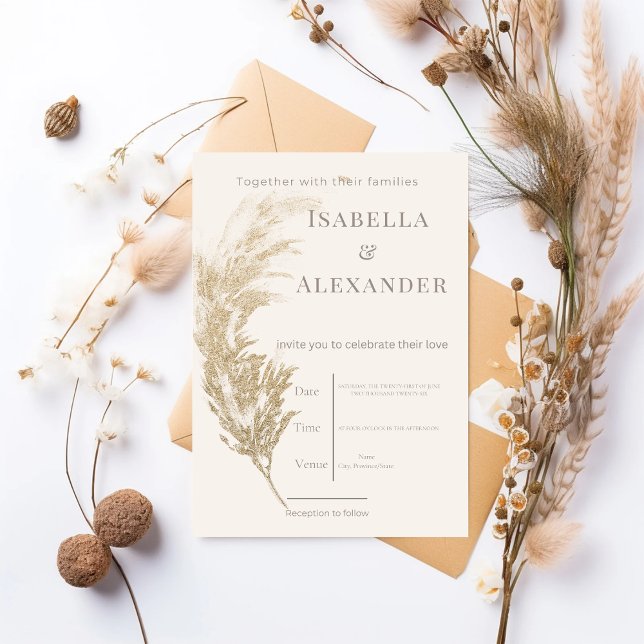 Pampas Grass Wedding Invitation (Pampas Grass Wedding Invitation)