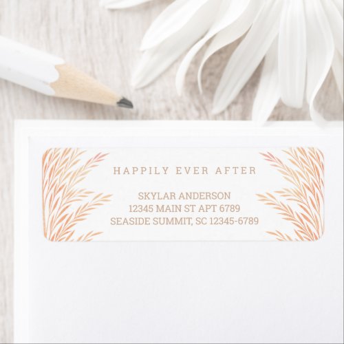 Pampas Grass Wedding Neutral Watercolor Style Label