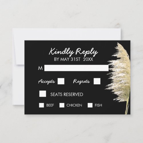 Pampas Grass Wedding RSVP Card