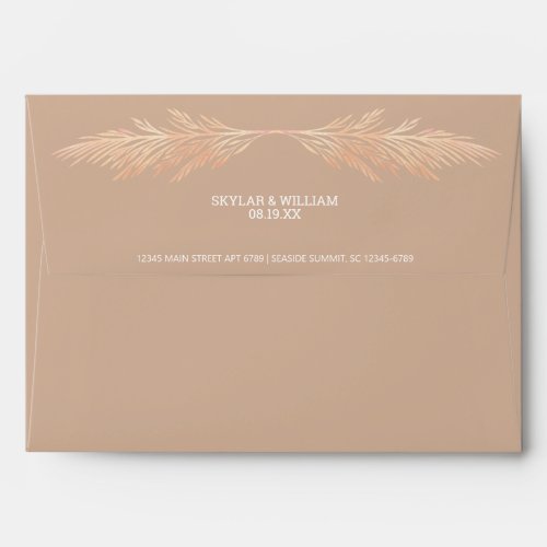 Pampas Grass Wedding Sand Tan Brown Boho Envelope