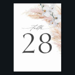 Pampas Grass Wedding Table Number Cards<br><div class="desc">White orchid flowers and southern pampas grass wedding table number cards</div>