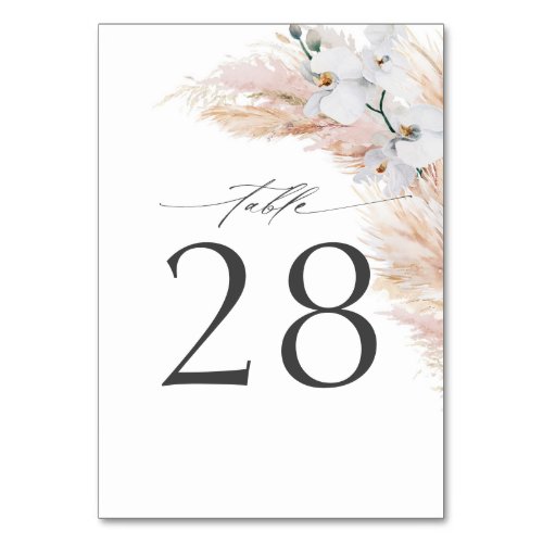 Pampas Grass Wedding Table Number Cards