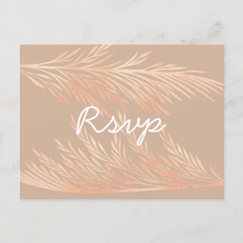 Pampas Grass Wedding Trendy Fall Floral RSVP Invitation Postcard