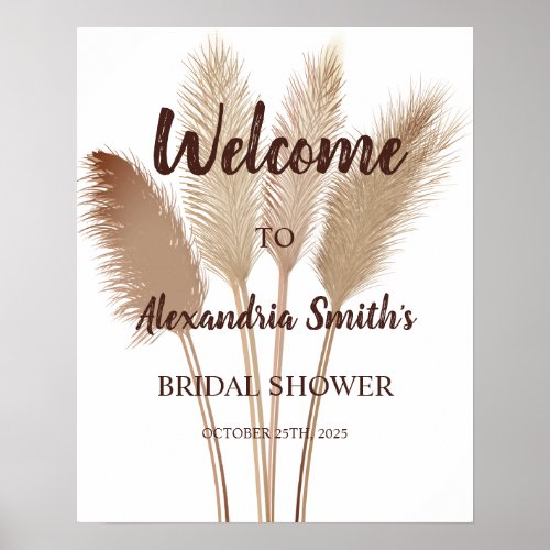 Pampas Grass Welcome Bridal Shower Sign