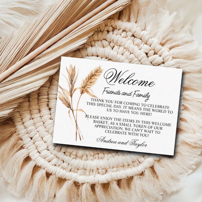 Pampas Grass Welcome Gift Bag Basket Place Card (Creator Uploaded)